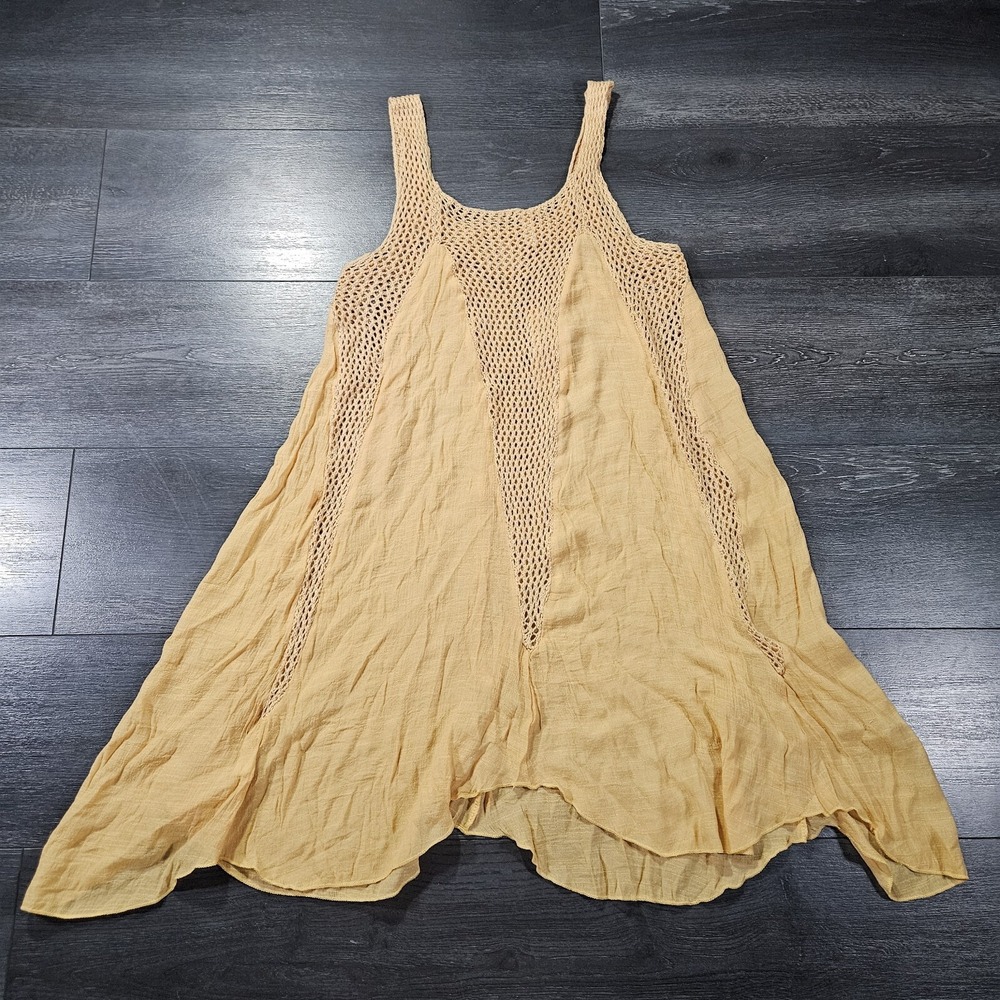 NWT Elan Crochet Inset Cover Up Dress Womens Medium Brown Beach Resort Stretch - Picture 2 of 8